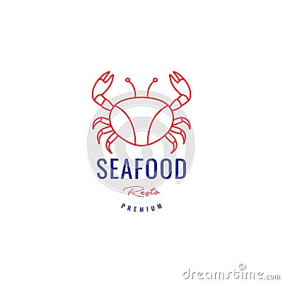 Line minimal seafood crab logo design Vector Illustration