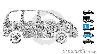 Line Minivan Icon Vector Mosaic Stock Photo