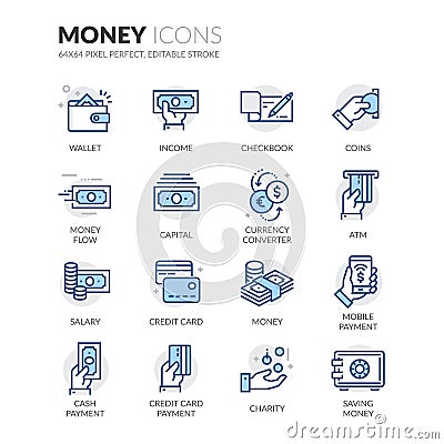 Line Money Icons Vector Illustration