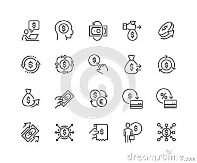 Line Money Movement Icons Vector Illustration