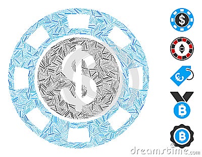 Line Money Token Icon Vector Collage Stock Photo