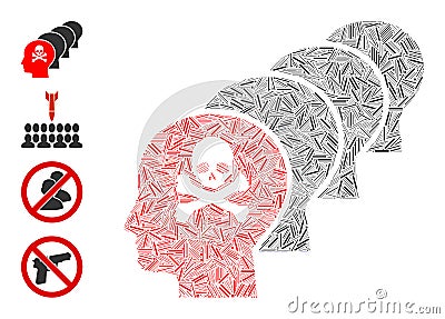 Line Kill All Humans Icon Vector Collage Vector Illustration