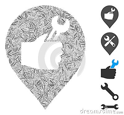 Line Mosaic Service Hand Marker Icon Stock Photo