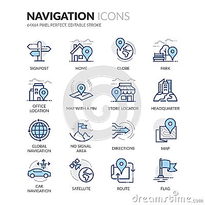 Line Navigation Icons Vector Illustration