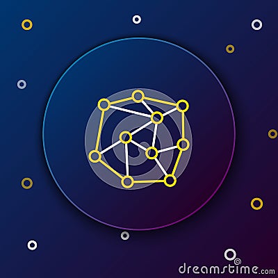 Line Neural network icon isolated on blue background. Artificial Intelligence. Colorful outline concept. Vector Vector Illustration
