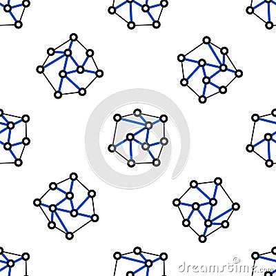 Line Neural network icon isolated seamless pattern on white background. Artificial Intelligence. Colorful outline Vector Illustration