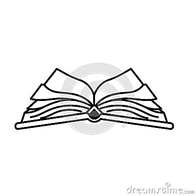 Line notebook object open with papers Vector Illustration