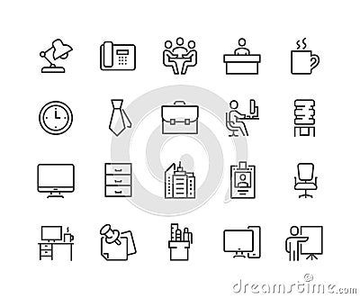 Line Office Icons Vector Illustration