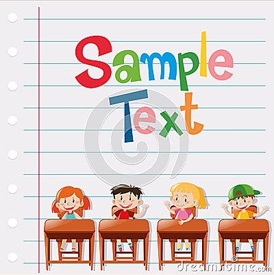 Line paper template with students on the chairs Vector Illustration