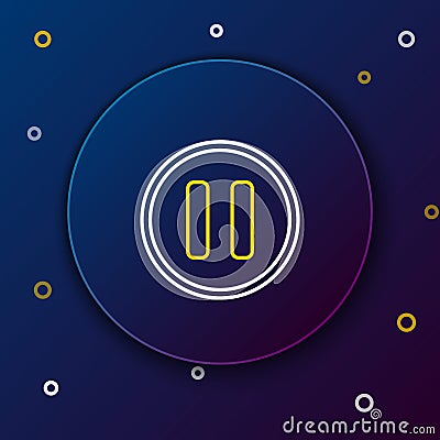 Line Pause button icon isolated on blue background. Colorful outline concept. Vector Vector Illustration