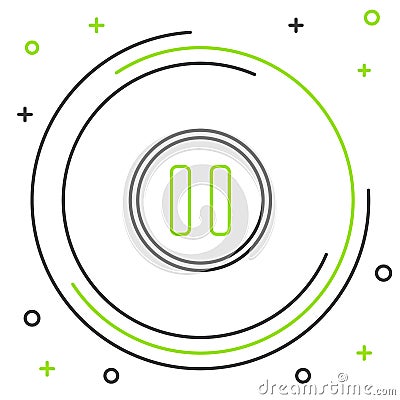 Line Pause button icon isolated on white background. Colorful outline concept. Vector Vector Illustration