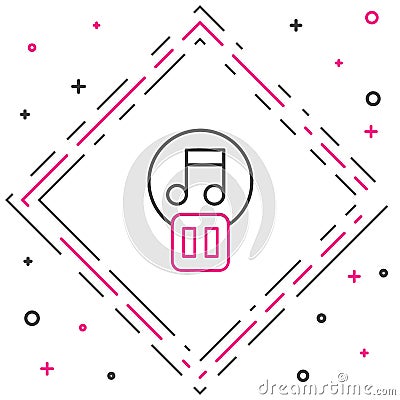 Line Pause button icon isolated on white background. Colorful outline concept. Vector Stock Photo