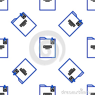 Line Personal folder icon isolated seamless pattern on white background. Colorful outline concept. Vector Vector Illustration