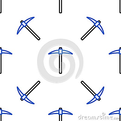 Line Pickaxe icon isolated seamless pattern on white background. Blockchain technology, cryptocurrency mining, bitcoin Vector Illustration