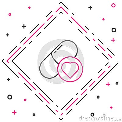 Line Pills for potency, aphrodisiac icon isolated on white background. Sex pills for men and women. Colorful outline Vector Illustration