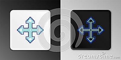 Line Pixel arrows in four directions icon isolated on grey background. Cursor move sign. Colorful outline concept Vector Illustration