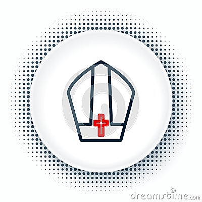 Line Pope hat icon isolated on white background. Christian hat sign. Colorful outline concept. Vector Vector Illustration