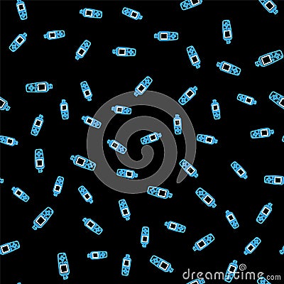 Line Portable sensor icon isolated seamless pattern on black background. Vector Vector Illustration