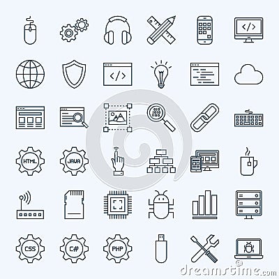 Line Programming Icons Vector Illustration