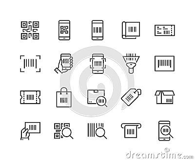 Line QR Code Icons Stock Photo