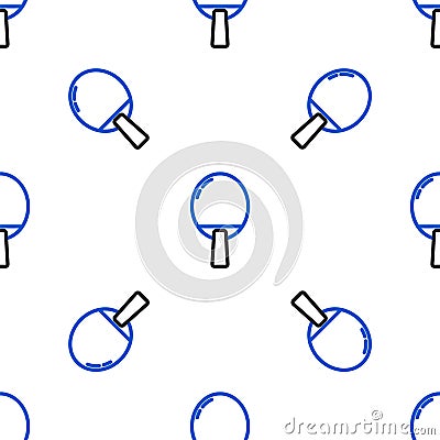 Line Racket for playing table tennis icon isolated seamless pattern on white background. Colorful outline concept Vector Illustration
