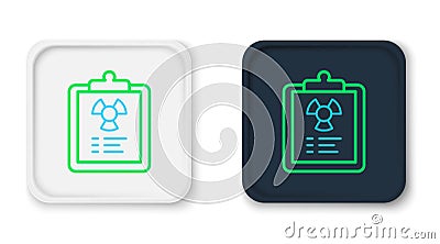 Line Radiation warning document icon isolated on white background. Text file. Colorful outline concept. Vector Stock Photo
