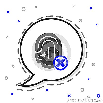 Line Rejection fingerprint icon isolated on white background. Access denied for user concept. Error, fraud Vector Illustration