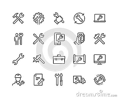 Line Repair Icons Vector Illustration