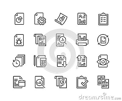 Line Report Icons Vector Illustration