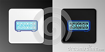 Line Retro flip clock icon isolated on grey background. Wall flap clock, number counter template, all digits with flips Vector Illustration