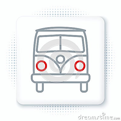 Line Retro minivan icon isolated on white background. Old retro classic traveling van. Colorful outline concept. Vector Vector Illustration