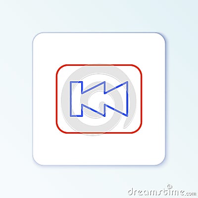 Line Rewind button icon isolated on white background. Colorful outline concept. Vector Vector Illustration