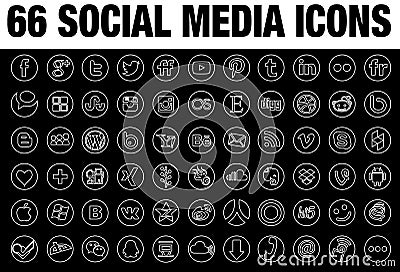 Line round social media icons collections Editorial Stock Photo