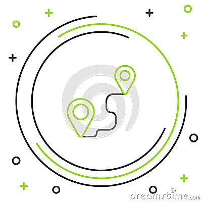 Line Route location icon isolated on white background. Map pointer sign. Concept of path or road. GPS navigator Stock Photo