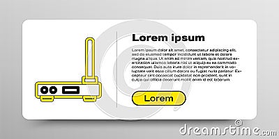 Line Router and wi-fi signal symbol icon isolated on white background. Wireless ethernet modem router. Computer Vector Illustration
