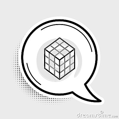 Line Rubik cube icon isolated on grey background. Mechanical puzzle toy. Rubik's cube 3d combination puzzle. Colorful Vector Illustration