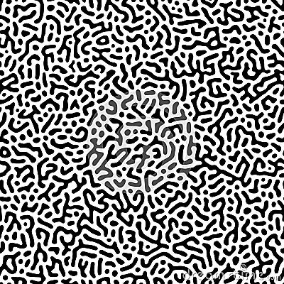 Line seamless pattern. Repeating brain pattern. Black turing shape isolated on white background. Repeated coral lines. Organic Vector Illustration