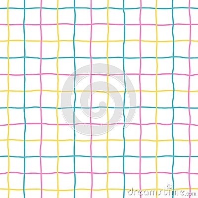 Line seamless pattern. Simple grid with stripe outline. Square doodle background. Repeated criss cross patern. Ceck lines design f Vector Illustration