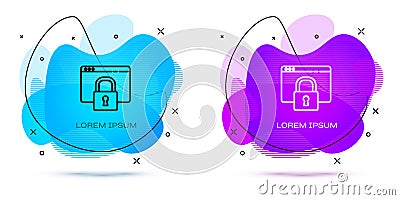 Line Secure your site with HTTPS, SSL icon isolated on white background. Internet communication protocol. Abstract Vector Illustration