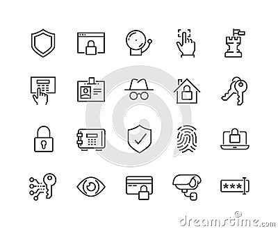 Line Security Icons Vector Illustration