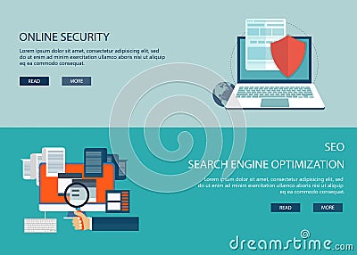 On line security and search engine optimization Vector Illustration