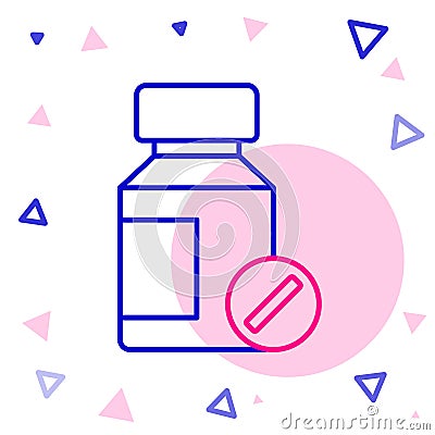 Line Sedative pills icon isolated on white background. Colorful outline concept. Vector Vector Illustration