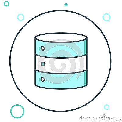 Line Server, Data, Web Hosting icon isolated on white background. Colorful outline concept. Vector Stock Photo