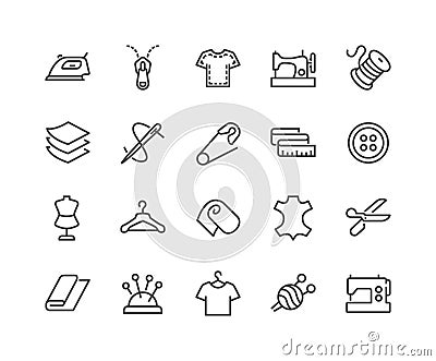 Line Sewing Icons Vector Illustration