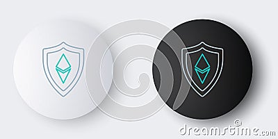 Line Shield Ethereum ETH icon isolated on grey background. Cryptocurrency mining, blockchain technology, security Vector Illustration