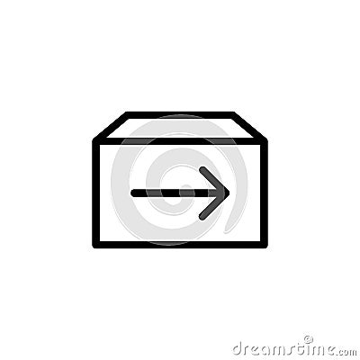 line shipping box icon on white background Stock Photo