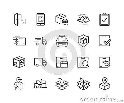 Line Shipping Icons Vector Illustration