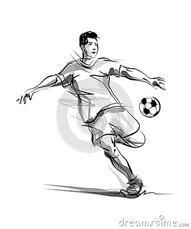 Vector line sketch footballer Vector Illustration