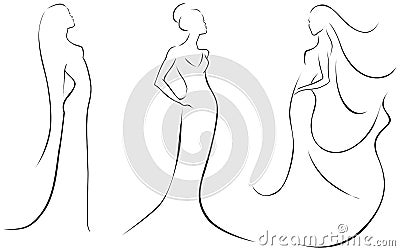 Line Sketches of Women Vector Illustration