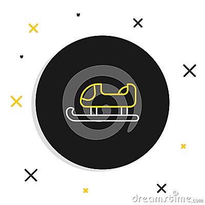 Line Sled icon isolated on white background. Winter mode of transport. Colorful outline concept. Vector Stock Photo